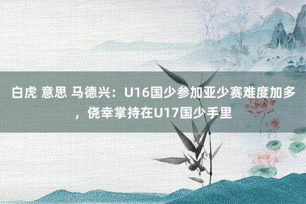 白虎 意思 马德兴：U16国少参加亚少赛难度加多，侥幸掌持在U17国少手里